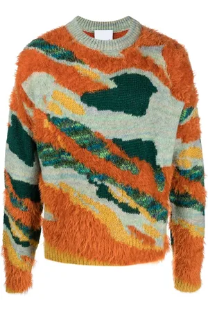 KOCHÉ Camouflage-pattern crew neck jumper