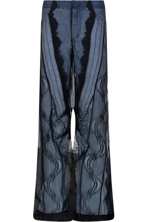 CHRISTOPHER ESBER Sheer-overlay wide-leg jeans