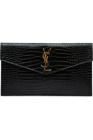 Saint Laurent 2021 Croc Embossed Leather Uptown Pouch clutch bag