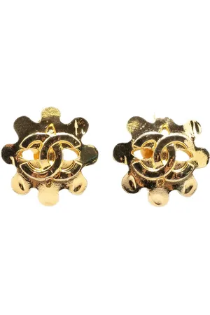 CHANEL 2004 Plated CC Flower Clip On Earrings costume earrings