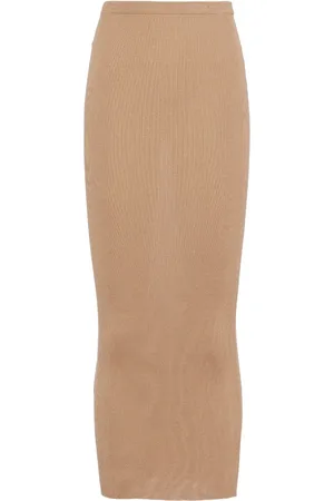 Prada High-rise ribbed silk skirt