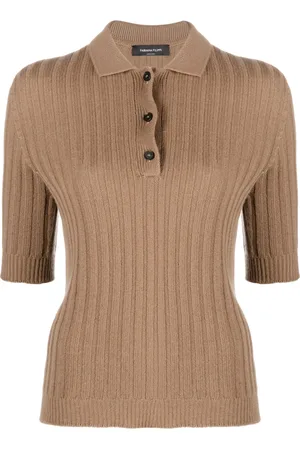 Fabiana Filippi Ribbed-knit cashmere polo top