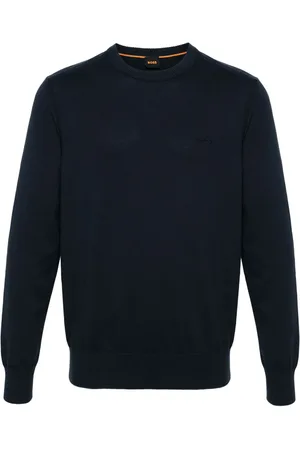 HUGO BOSS Logo-embroidered ribbed jumper