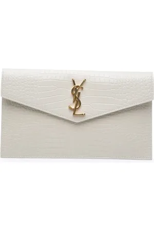 Saint Laurent 2022 Croc Embossed Leather Uptown Pouch clutch bag
