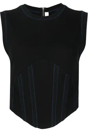 DION LEE Fine-ribbed corset tank top