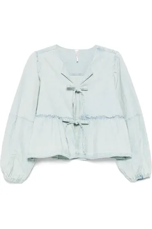 Free People Denim brunch babe blouse