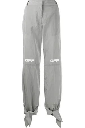 OFF-WHITE Printed logo tie cuffs trousers