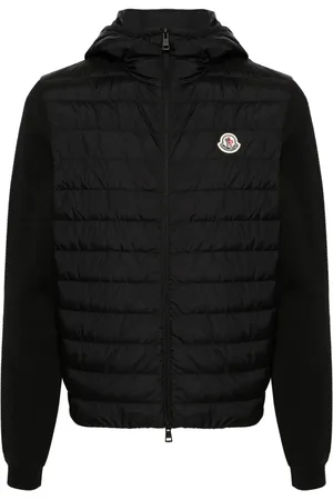 Moncler Knitted-panels hooded puffer jacket