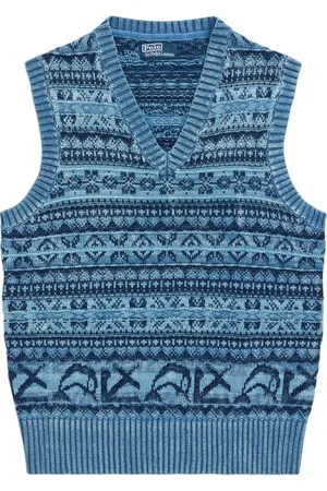 Ralph Lauren Indigo Cotton Knit Vest