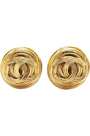 CHANEL 1994 Plated CC Round Clip On Earrings costume earrings