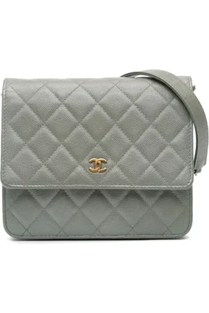 CHANEL 2018 Quilted Caviar Square Wallet on Chain crossbody bag