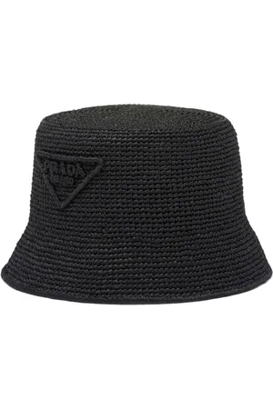 Prada Triangle-logo raffia bucket hat