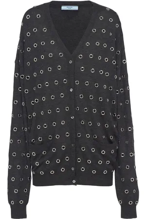 Prada Eyelet-embellished cashmere cardigan