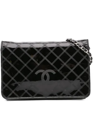 CHANEL 2013-2014 CC Patent Diamond Wallet On Chain crossbody bag