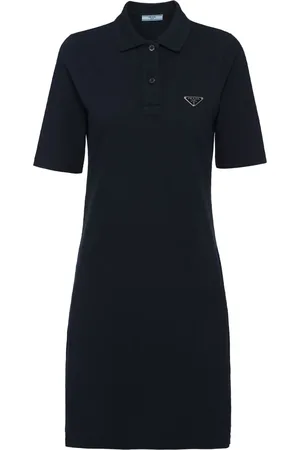 Prada Triangle-logo cotton polo minidress