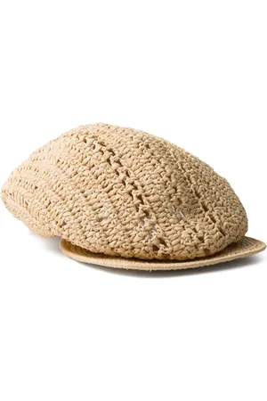 Prada Triangle-logo crochet-knit beret