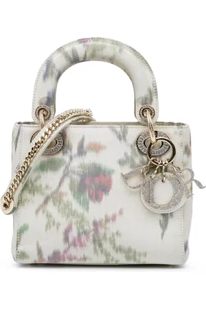 Dior 2019 Mini Satin Floral Crystal Lady Dior satchel