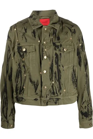Kusikohc Stud-embellished distressed denim jacket