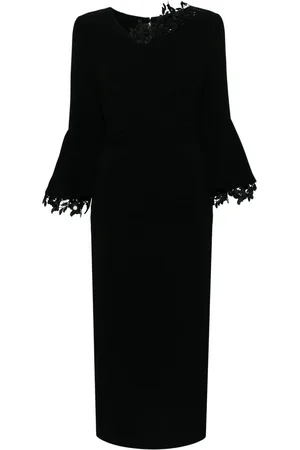 TALBOT RUNHOF Lace-trim draped midi dress