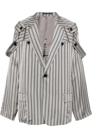 YOHJI YAMAMOTO Epaulette-detail pinstripe blazer