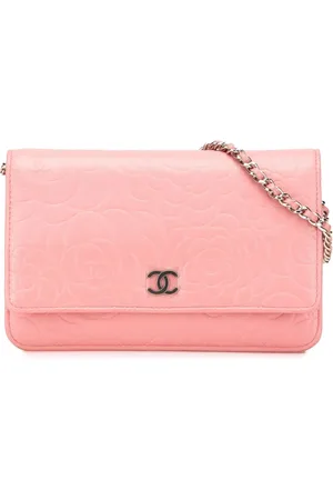CHANEL 2012 Embossed Lambskin Camellia Wallet On Chain crossbody bag