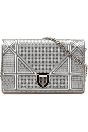 Dior 2017 Metallic Patent Microcannage Diorama Wallet on Chain crossbody bag