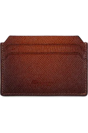 santoni Debossed-logo grained-leather cardholder