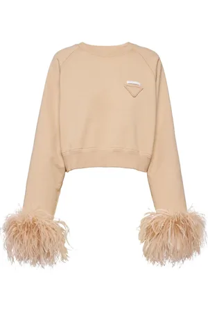 Prada Feather-trim cotton sweatshirt