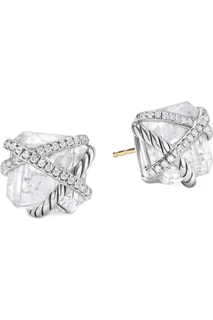 David Yurman Sterling silver Cable Wrap diamond stud earrings (12mm)