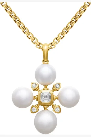 David Yurman 18kt yellow Renaissance pearl and diamond pendant (37.5mm)