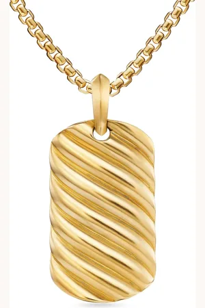 David Yurman 18kt yellow Sculpted Cable tag (35mm)