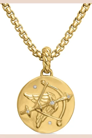 David Yurman 18kt yellow Sagittarius diamond amulet pendant (28.7mm)
