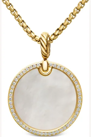 David Yurman 18kt yellow DY Elements Disc diamond rim pendant (24mm)