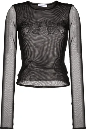 BLUMARINE Butterfly-embellished mesh top
