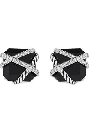 David Yurman Sterling silver Cable Wrap diamond stud earrings (12mm)