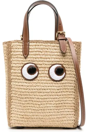 Anya Hindmarch Eyes-embroidered raffia tote bag
