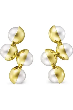 Tasaki 18kt yellow M/G ARLEQUIN SLASHED freshwater pearl earrings