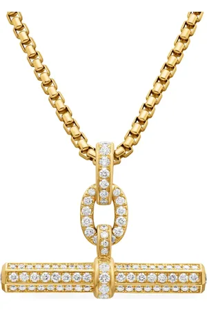 David Yurman 18kt yellow Lexington E/W Barrel diamond pendant (36mm)