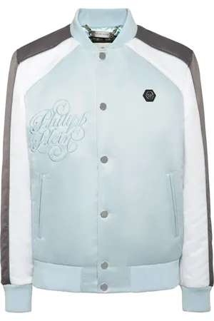 Philipp Plein Logo-embroidered satin bomber jacket