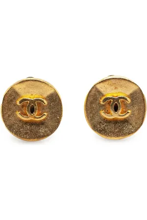 CHANEL 1993 Plated CC Clip on Earrings costume earrings