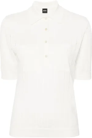 HUGO BOSS Ribbed linen-blend polo shirt