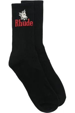 Rhude Logo-intarsia colour-block socks