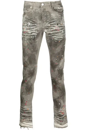 Purple Brand Distressed paint-splatter skinny jeans