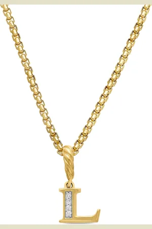 David Yurman 18kt yellow Pavé Initial pendant