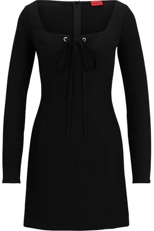 HUGO BOSS Lace-front long-sleeve minidress