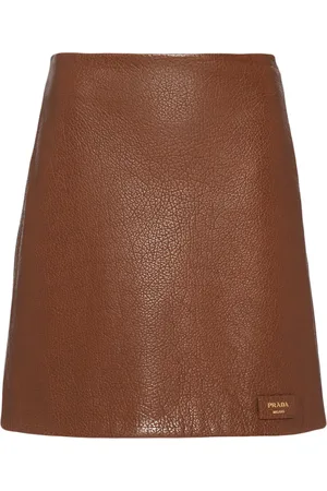Prada A-line leather skirt