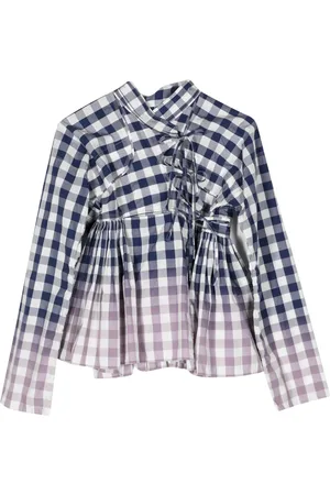 Comme des Garçons Gingham-check wrap blouse