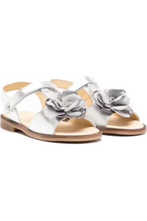 Andanines Floral-appliquéd leather sandals