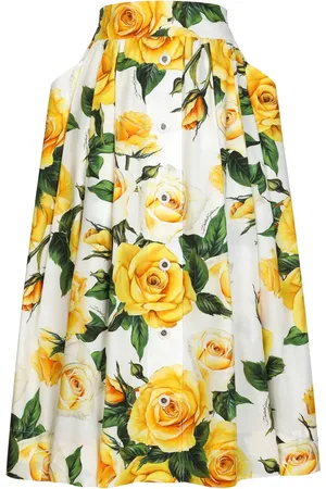 Dolce & Gabbana Rose-print cotton midi skirt