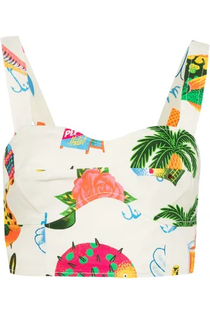 ALÉMAIS Tropical-print crop top